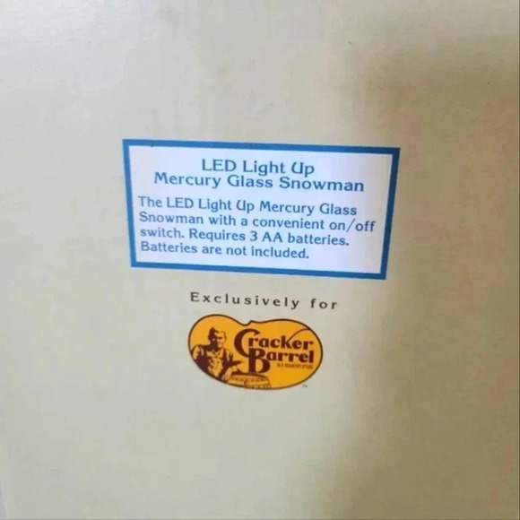 Cracker Barrel exclusive rare silver Mercury glass light up snowman. - Picture 5 of 5